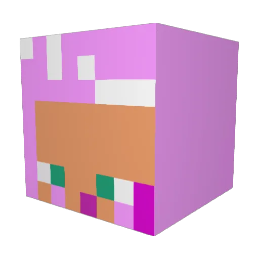 VaultingBunny Minecraft avatar head, 3D render