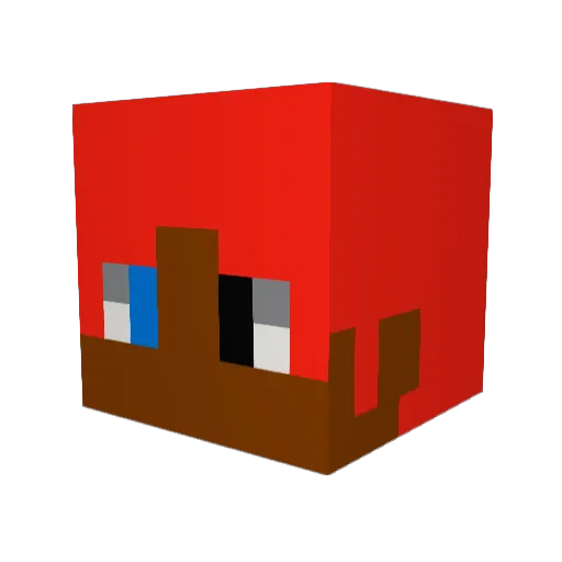 Vermillioni Minecraft avatar head, 3D render