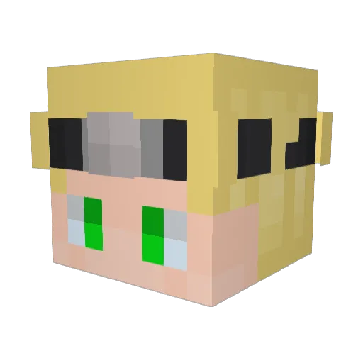 Vert Minecraft avatar head, 3D render