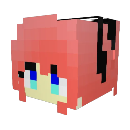 Vert_Chan Minecraft avatar head, 3D render