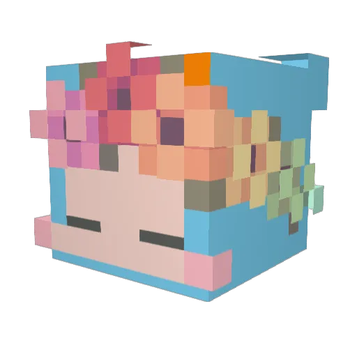 Vertical__ Minecraft avatar head, 3D render
