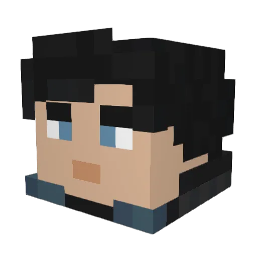 Vexelor Minecraft avatar head, 3D render