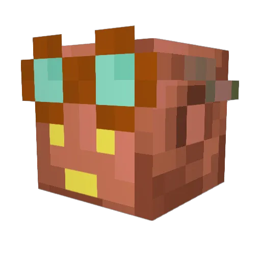 Victrecated Minecraft avatar head, 3D render