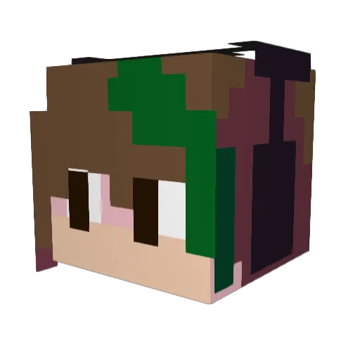 Virescent Minecraft avatar head, 3D render
