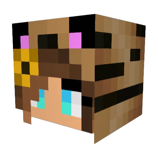 Vivii77 Minecraft avatar head, 3D render