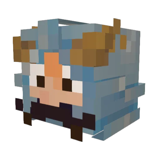 Vocaca Minecraft avatar head, 3D render