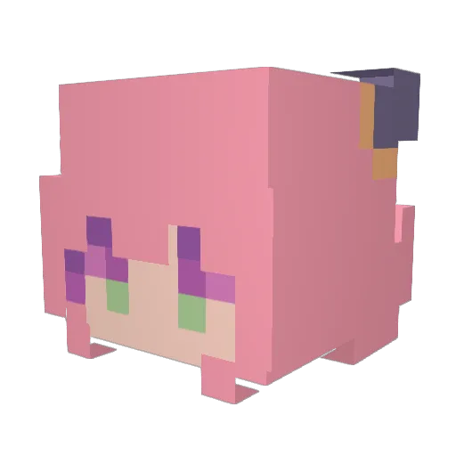 Vushiee Minecraft avatar head, 3D render