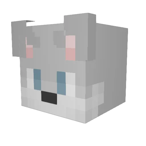 W01F3 Minecraft avatar head, 3D render