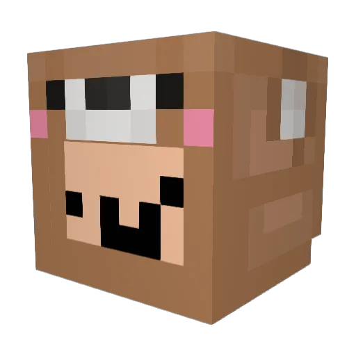W334B00 Minecraft avatar head, 3D render