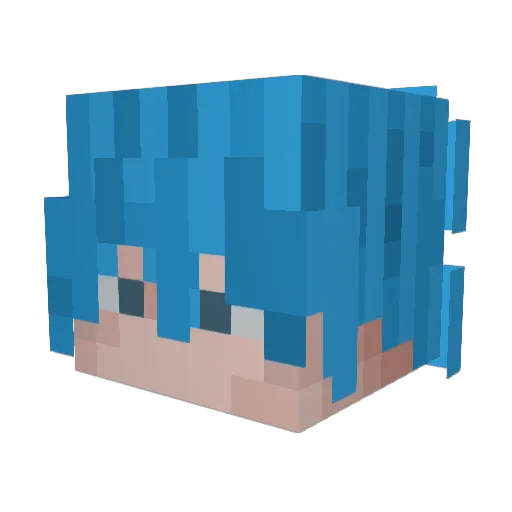 WATER_XIHE Minecraft avatar head, 3D render