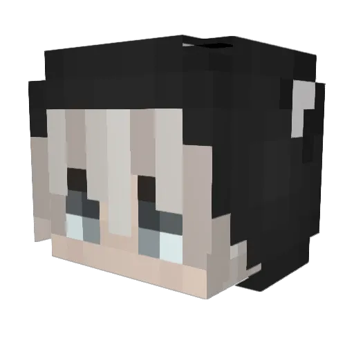 WL_Black Minecraft avatar head, 3D render