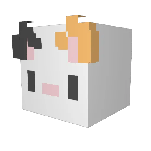 WOO_LOVEY Minecraft avatar head, 3D render