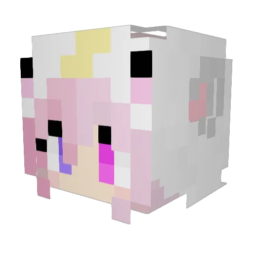 Wabikari Minecraft avatar head, 3D render