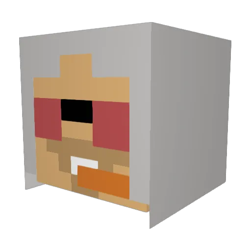 WaccaWacca Minecraft avatar head, 3D render