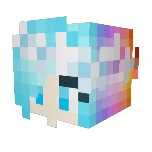 Waffuyu Minecraft avatar head, 3D render