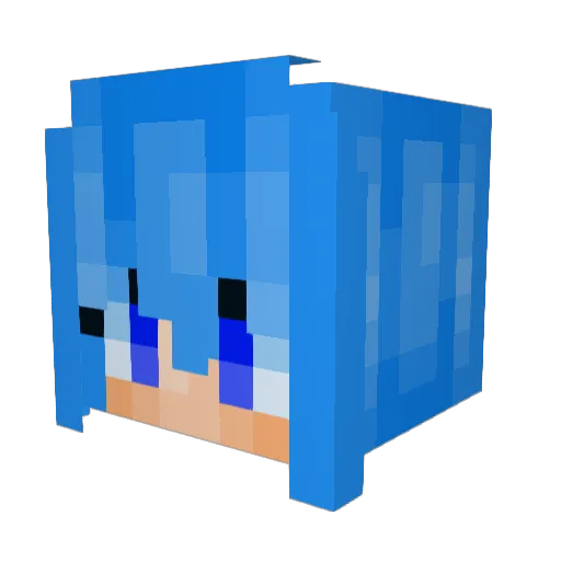 WaifuNHK Minecraft avatar head, 3D render