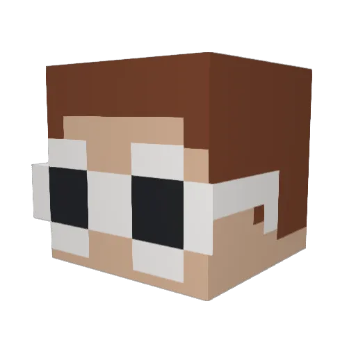 Waizu Minecraft avatar head, 3D render