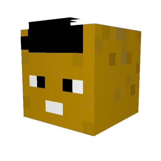 Wakamix Minecraft avatar head, 3D render