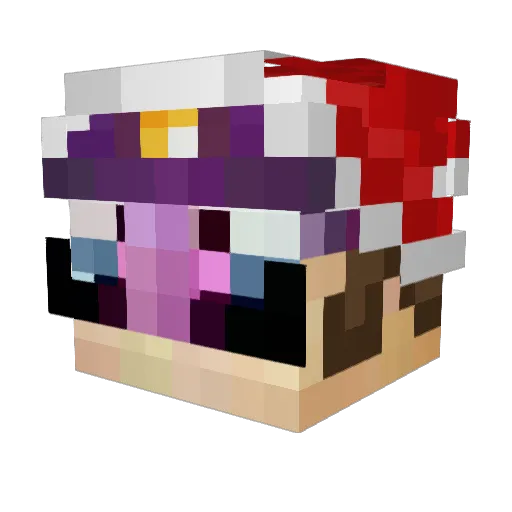 WaluigiCereal Minecraft avatar head, 3D render