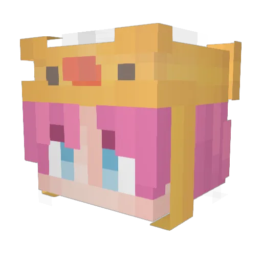 Waluigifyle Minecraft avatar head, 3D render