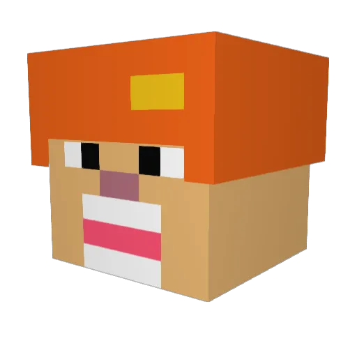 Wangzf Minecraft avatar head, 3D render