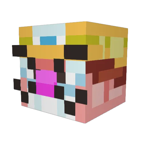 Wario__ Minecraft avatar head, 3D render