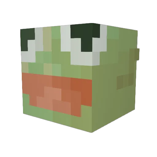 WarmPepe Minecraft avatar head, 3D render