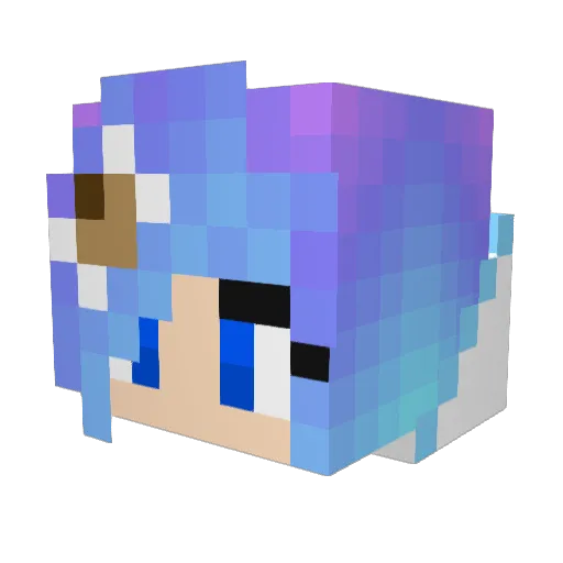 WaterElf Minecraft avatar head, 3D render