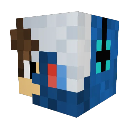 WaterlightLeap Minecraft avatar head, 3D render