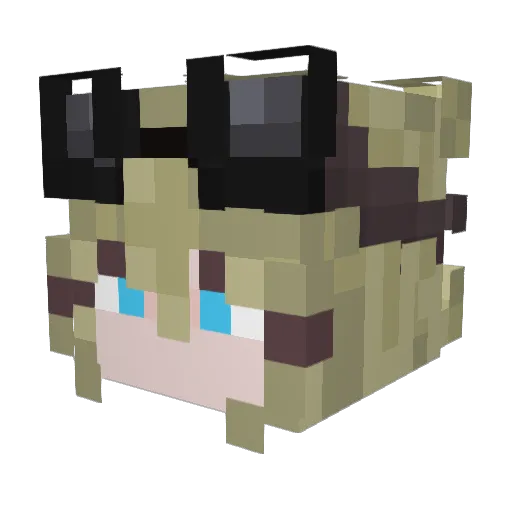 WeiWeiVS Minecraft avatar head, 3D render