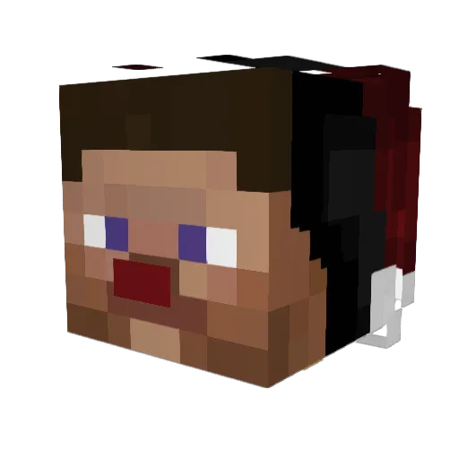WellClown Minecraft avatar head, 3D render