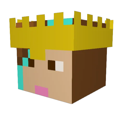 Welleny Minecraft avatar head, 3D render
