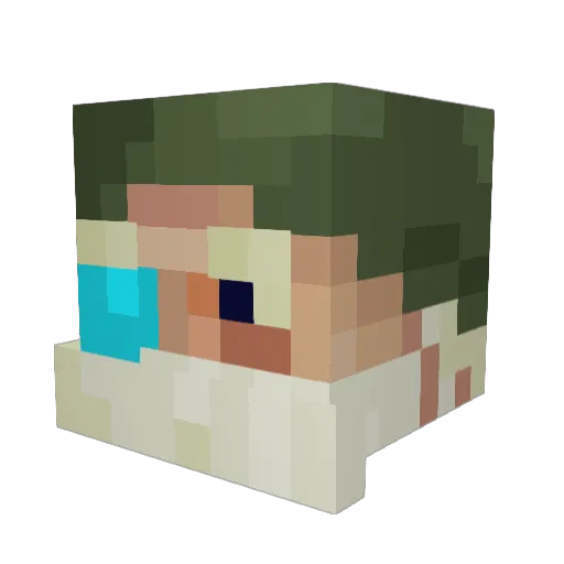 Weteacular Minecraft avatar head, 3D render