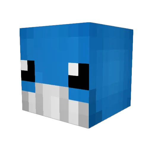 Whaleous Minecraft avatar head, 3D render