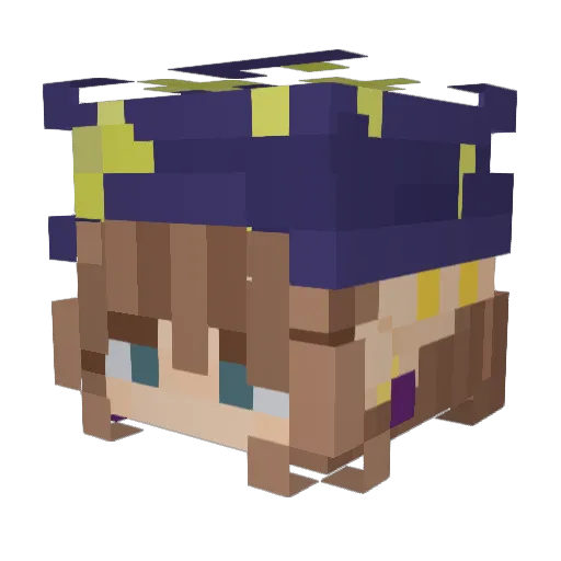 Whisek Minecraft avatar head, 3D render
