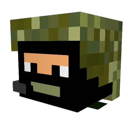 Whiskerine Minecraft avatar head, 3D render