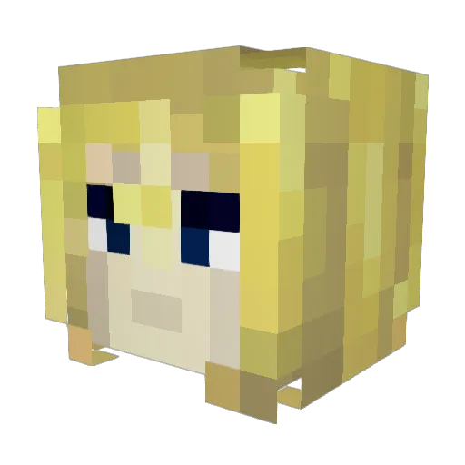 WhiteCat_Blue Minecraft avatar head, 3D render