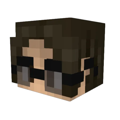 WhiteStraight Minecraft avatar head, 3D render