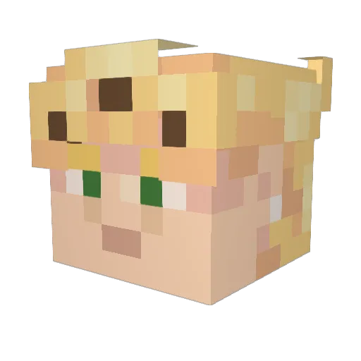 Wikitigi Minecraft avatar head, 3D render