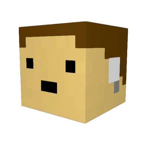 Wilberton Minecraft avatar head, 3D render