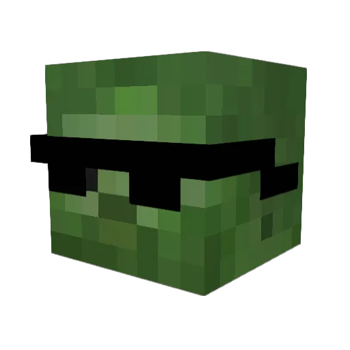 WimpyZombie Minecraft avatar head, 3D render