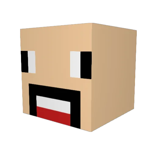 Winched Minecraft avatar head, 3D render