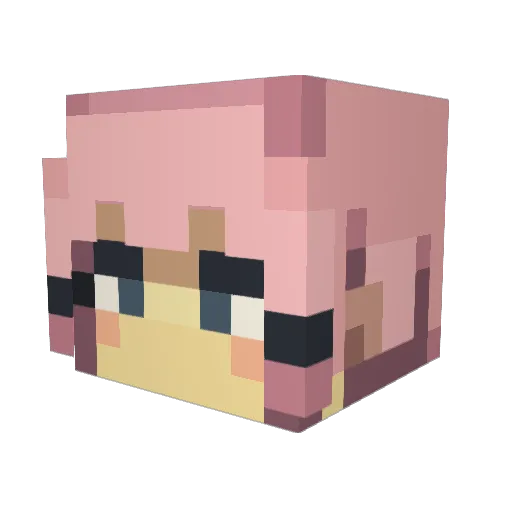 WinonaRyder Minecraft avatar head, 3D render