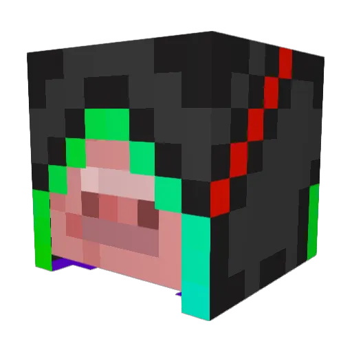 WizardPiggy Minecraft avatar head, 3D render
