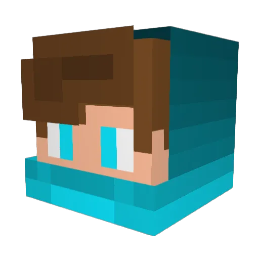 Wolftuber Minecraft avatar head, 3D render