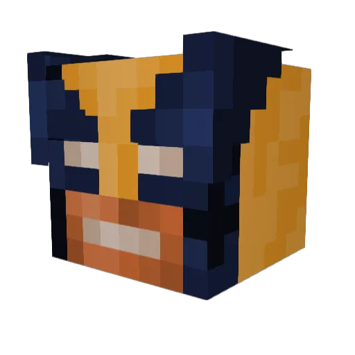 Wolveriner Minecraft avatar head, 3D render