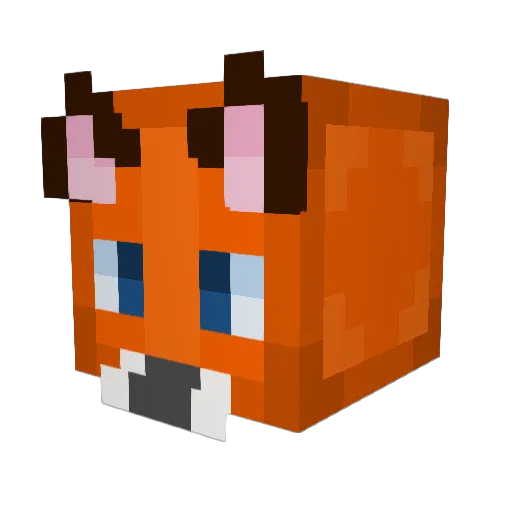 WoodstockFox Minecraft avatar head, 3D render