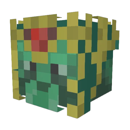 Wormhug Minecraft avatar head, 3D render
