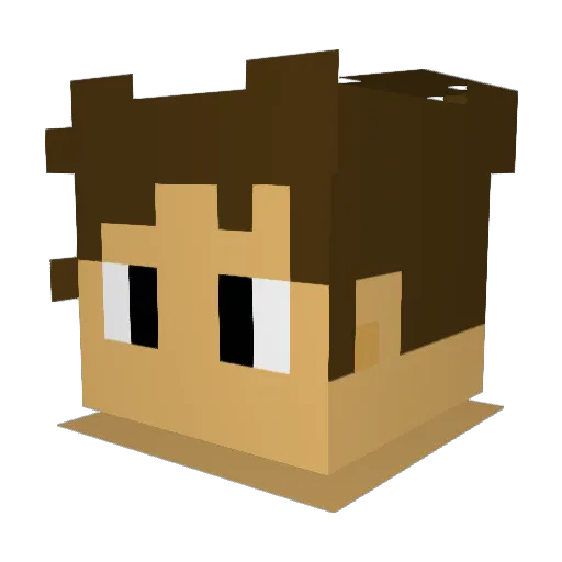 WorryPasTaBrain Minecraft avatar head, 3D render