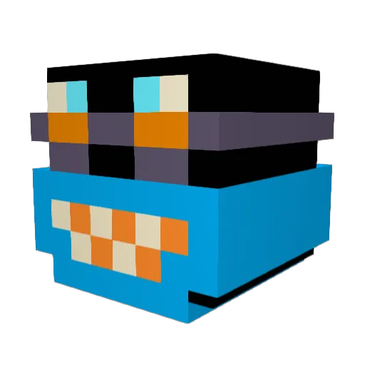 Wubbox108 Minecraft avatar head, 3D render